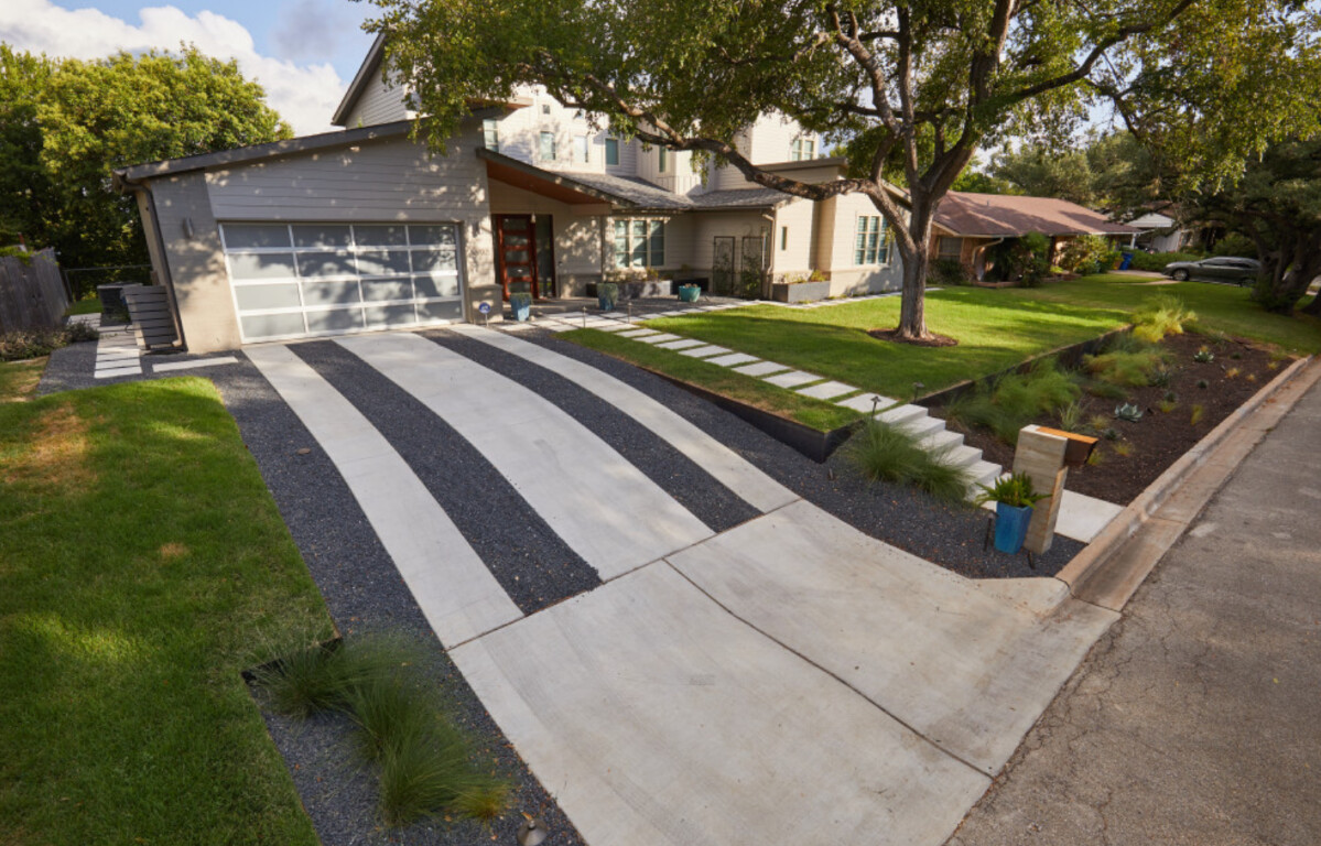 Modern concrete driveway installation in Southfield, MI